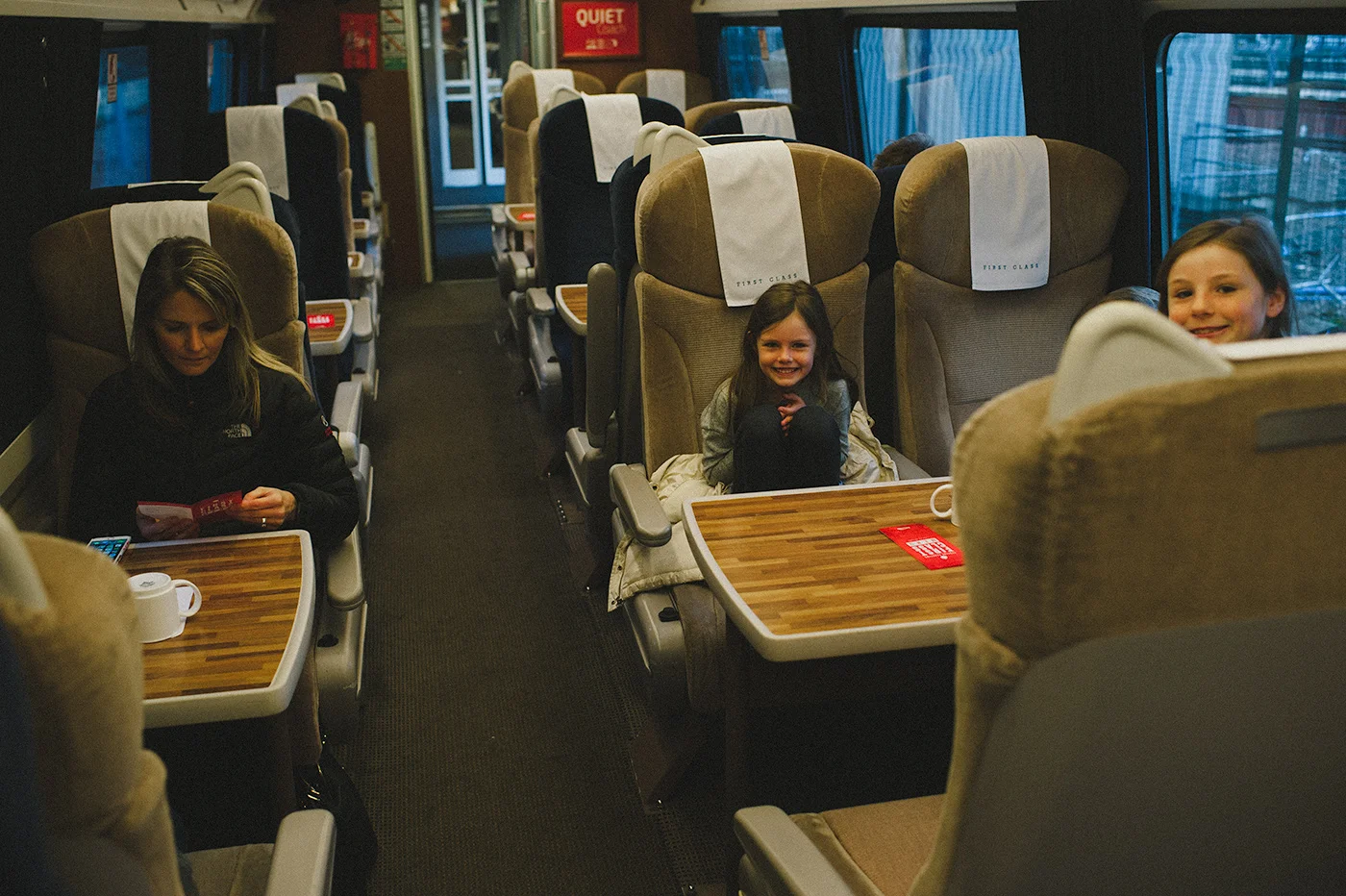 We got reserved seats on the ride home (learned our lesson the hard way). We love riding trains because you can get up and walk around and still see so much of the countryside as you go. We made it into first class, so they would wheel down the alleys with food carts, much to our Harry-Potter-loving girls' delight. This is a speed train too, so what would normally take you 8 hours to drive in a car, takes 4.5 in a train. Gorgeous views from the train as we sped toward London. This was a fantastic getaway for our family and we are already planning on going back in the summer, renting a car and driving even further north through the Scottish Highlands. Scotland is one beautiful country.