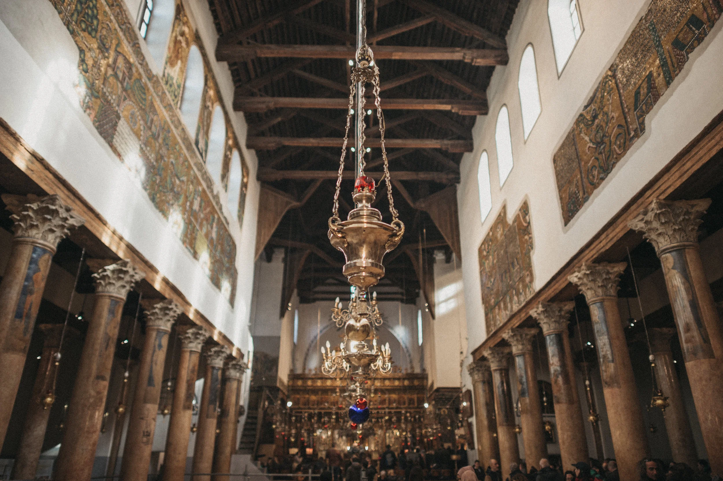 This is inside the Church of the Nativity and I really loved the old mosaics, woodwork and colors.