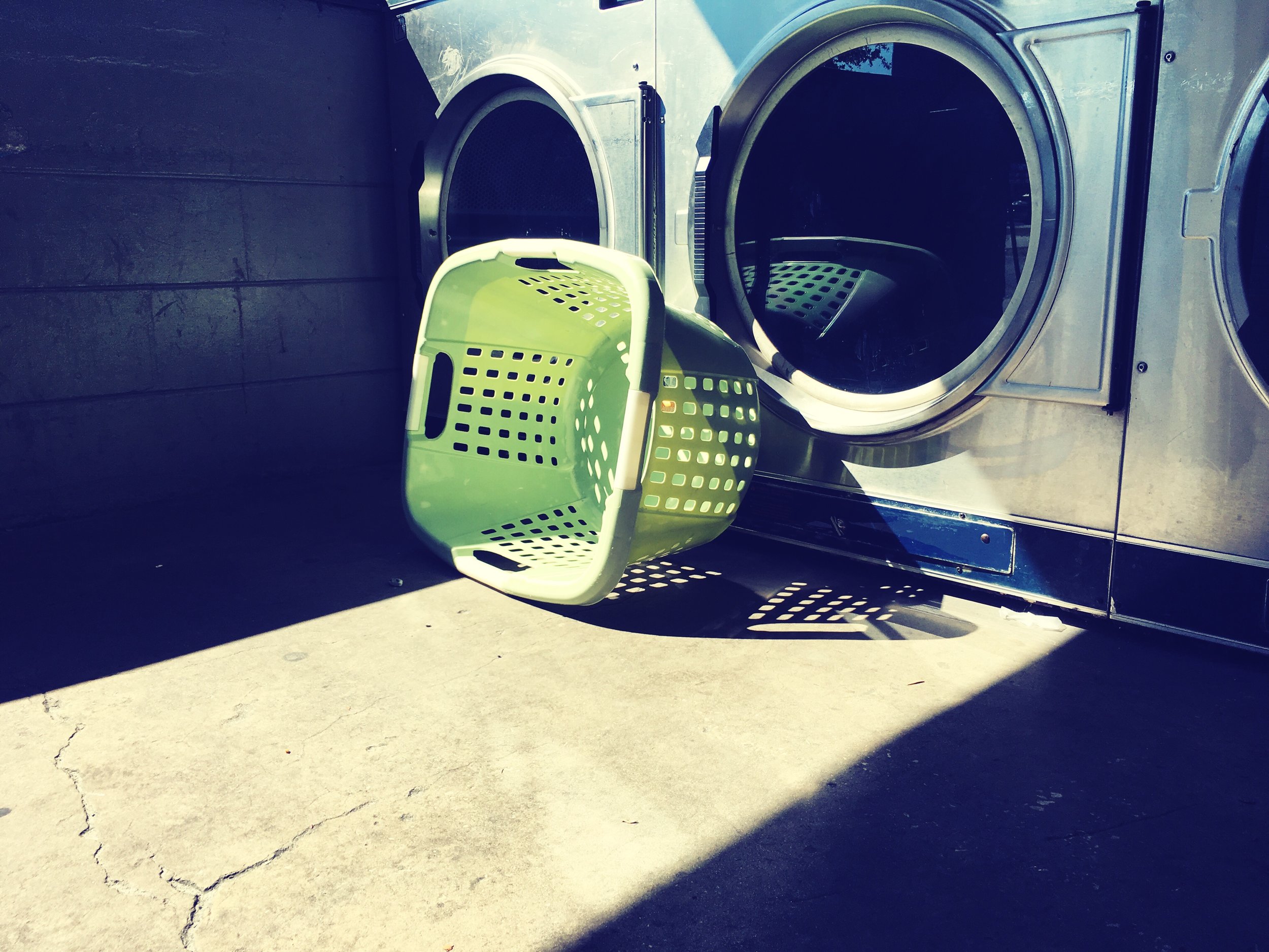 the green laundry basket