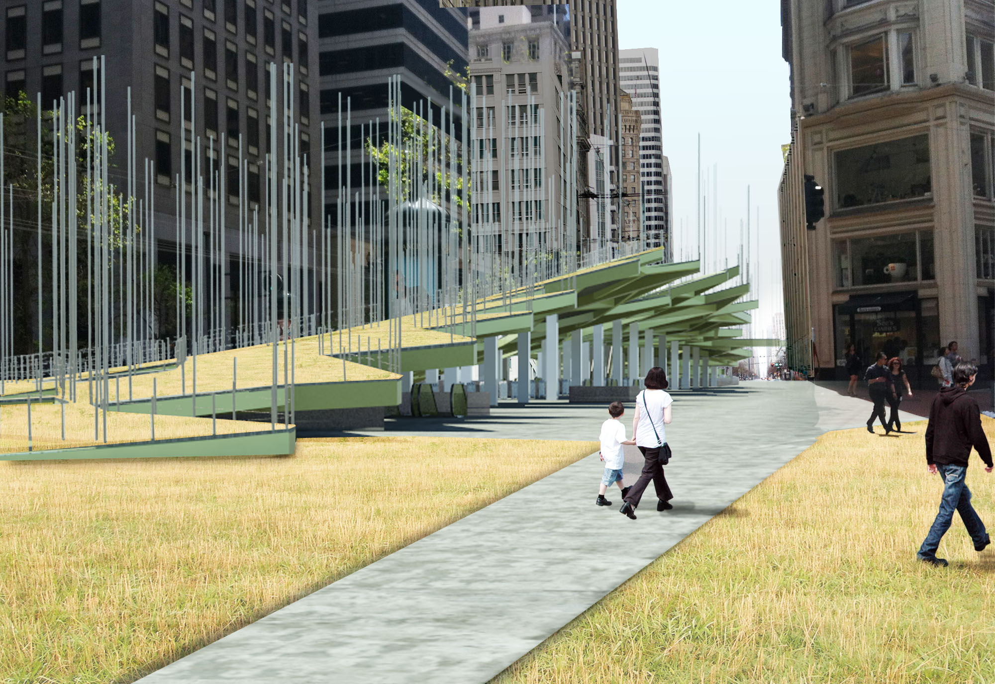 rendering of the station as encountered on Market Street, facing west