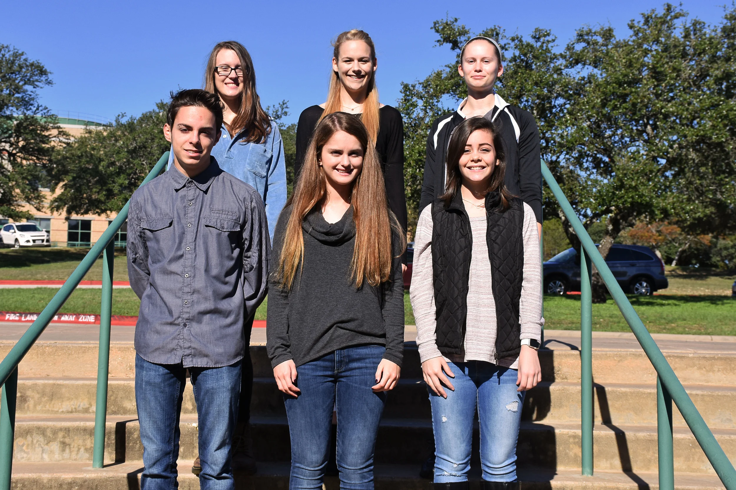 Front row, from left: David Muse, Natalie Evans, and Allee Johnson. Back row, from left: Audrey Larcher, Emily Pustelnyk, and Kathleen Kalmbach.