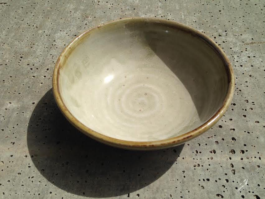 Cereal, slip, ash glaze, iron rim