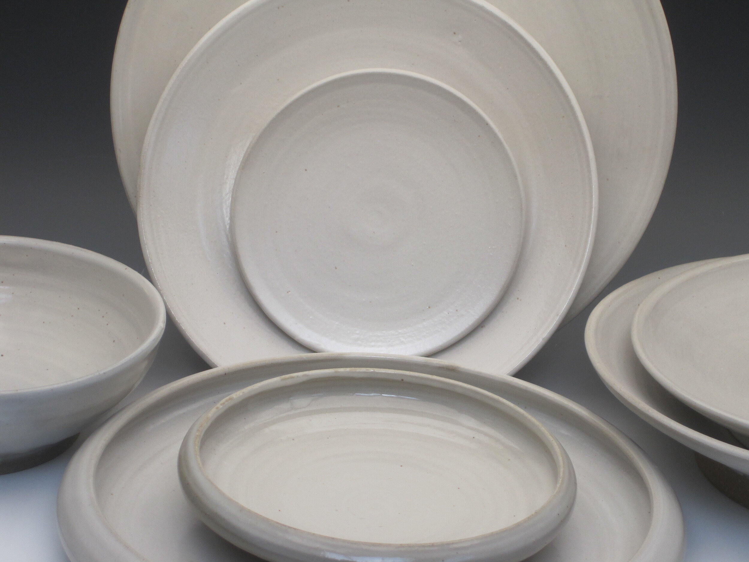 Custom White Farmhouse Dinnerware Set Handmade Plateware Monochromatic  Ceramic Plateware Set Custom Stoneware Dinnerware Neutral Pottery Set 