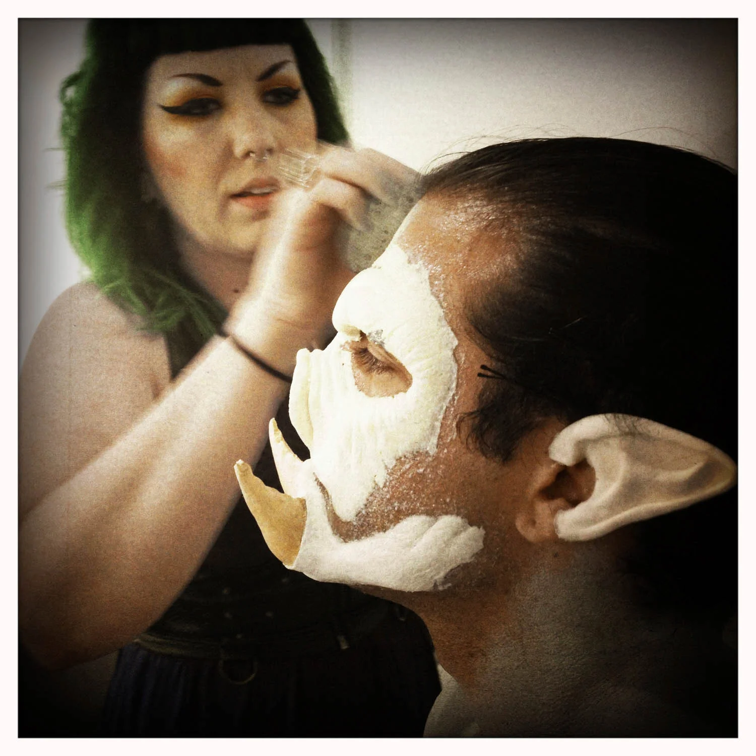 Jared endured the makeup application for 3 1/2 hours.