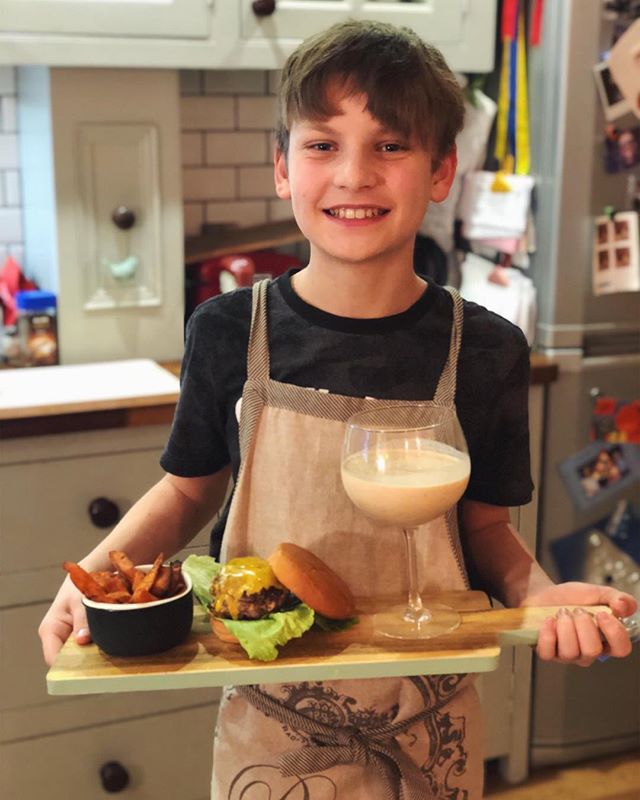 Homemade burgers, sweet potato fries and peanut butter milkshakes by @edenfromholz — Yum!