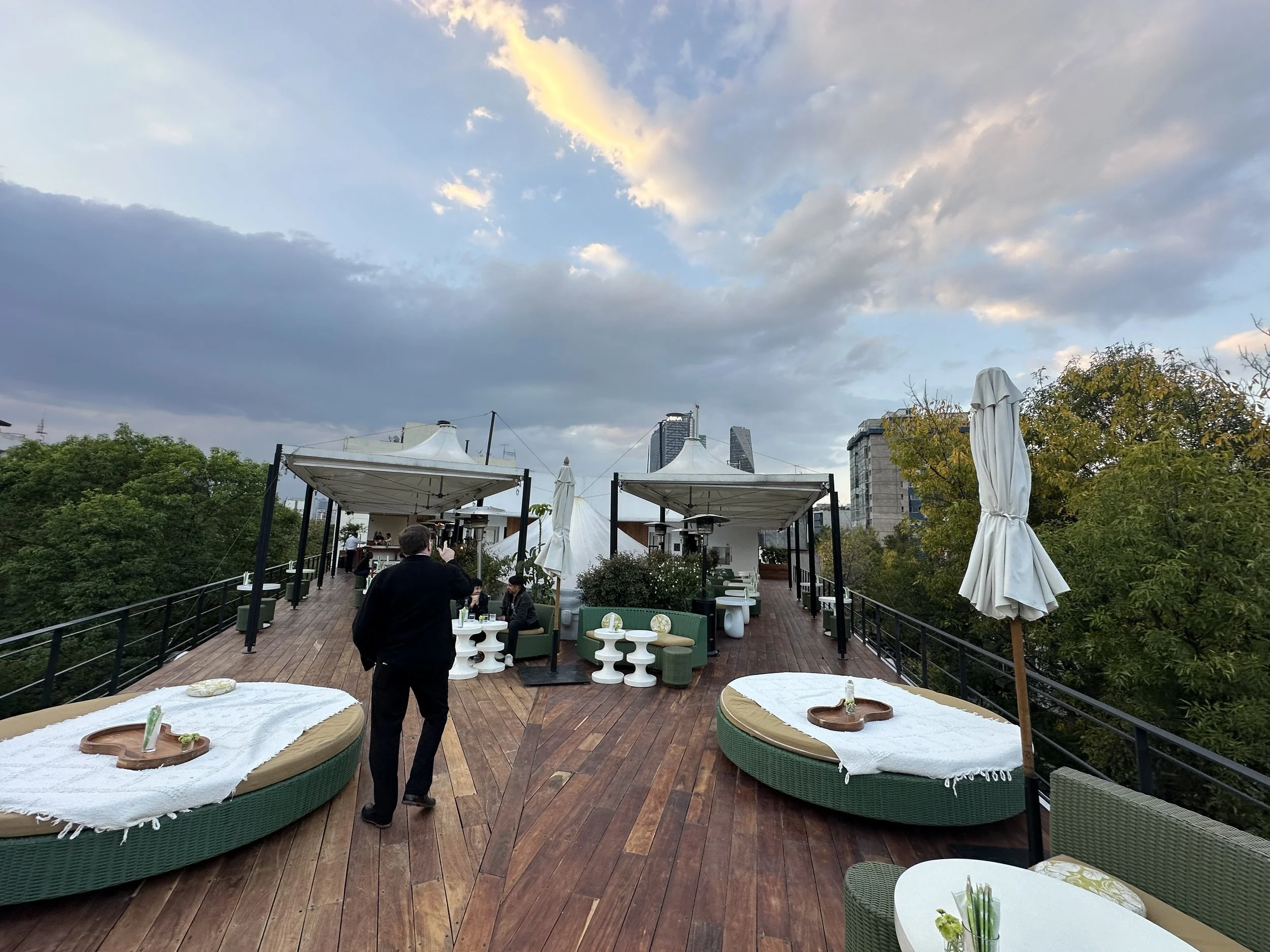 Bifricated view of the Hotel Condesa Roof Patio