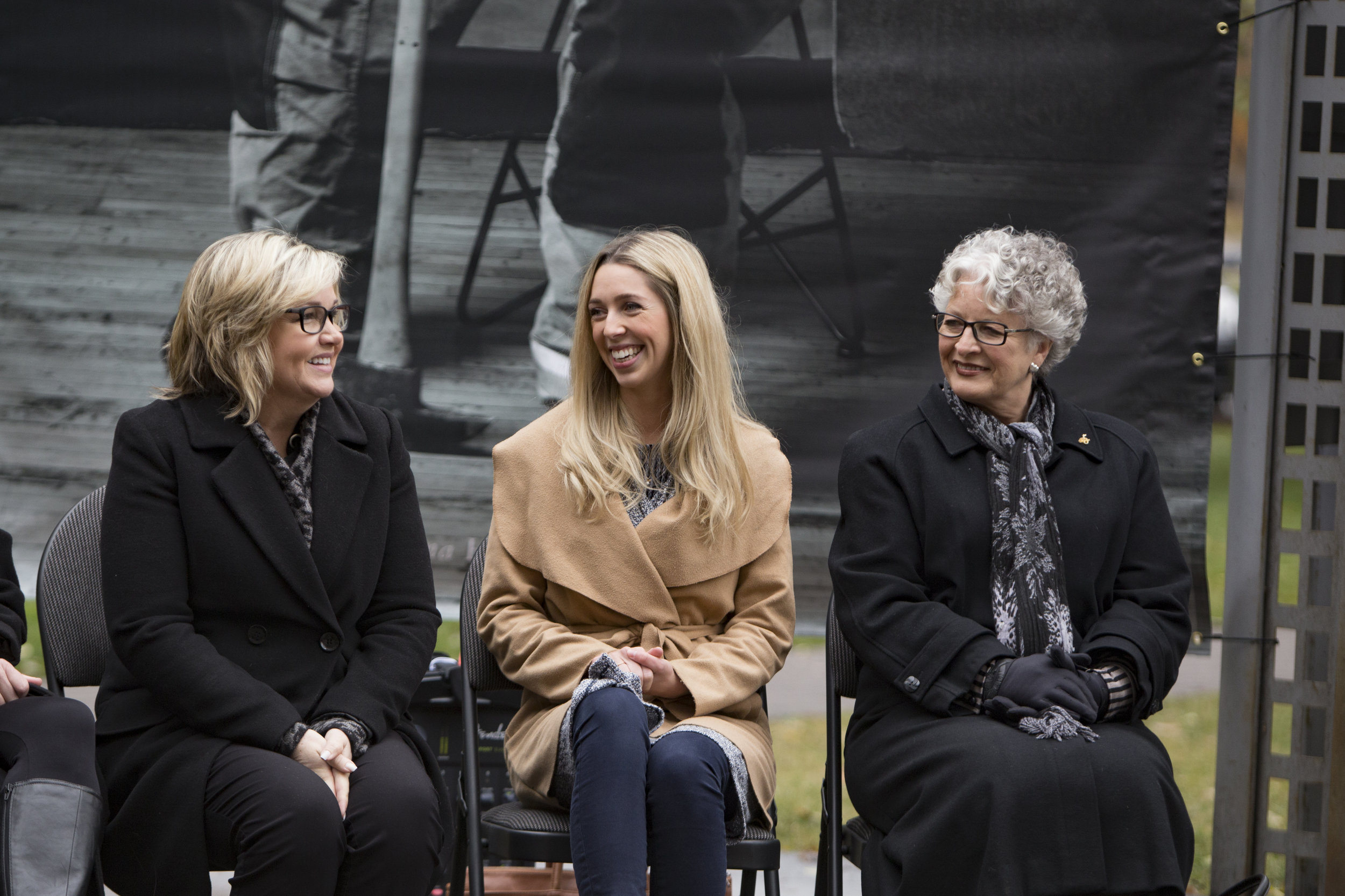 Persons Day event unveiling #WomenBelong campaign at Olympic Plaza in Calgary on Oct 18, 2016