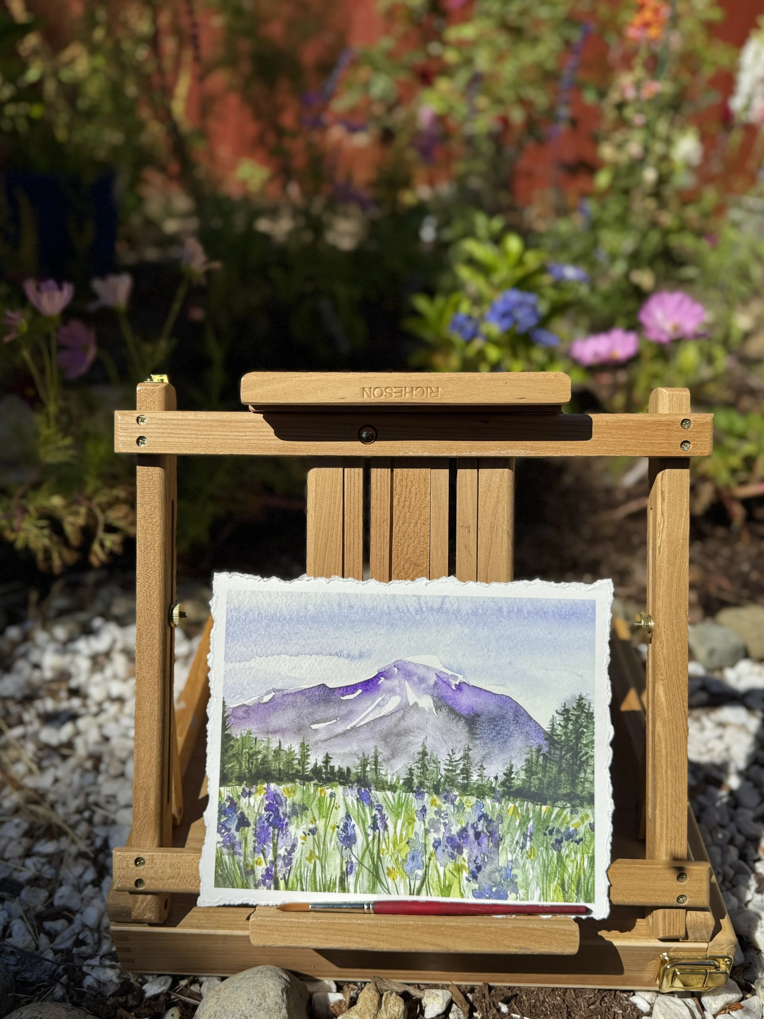 Deckled Edge Giclee Print | Purple Summer Mountain Pacific Northwest Washington State Art