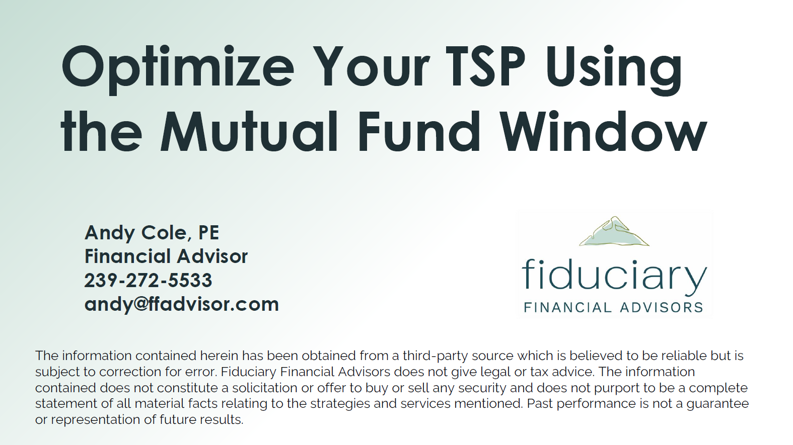 Optimize Your TSP Using the Mutual Fund Window