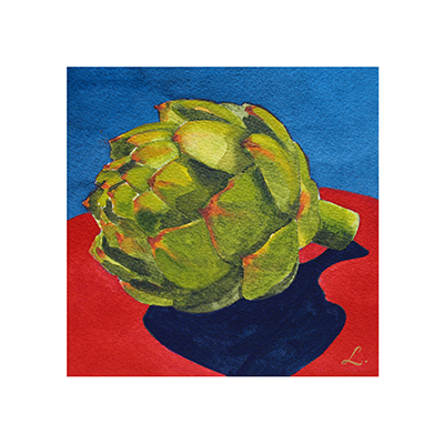 Artichoke on blue and red fruit frame 10x10.png