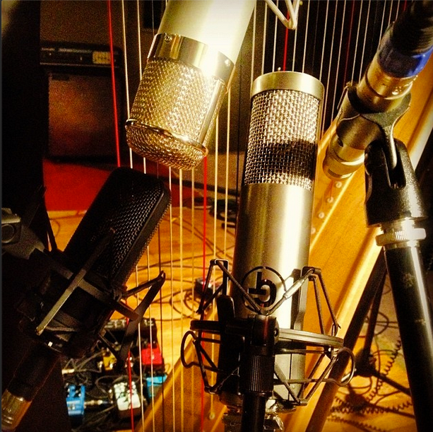 Testing mics on harp
