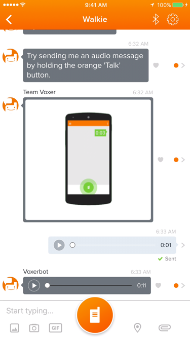  Voxerbot replies with another audio message so the user can experience what it would be like to chat with someone using live voice.&nbsp; 