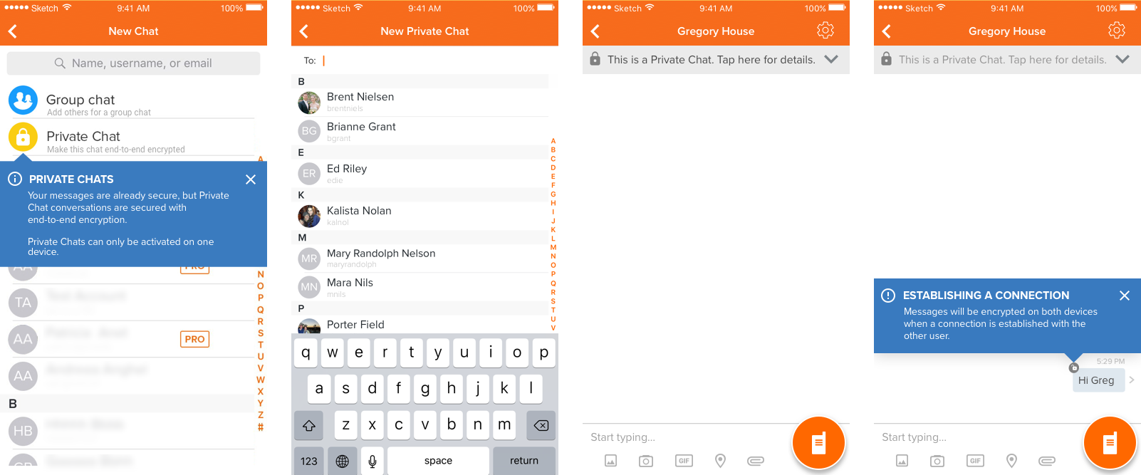 User A [Wilson]&nbsp;sending a Private Chat message to User B [Gregory]