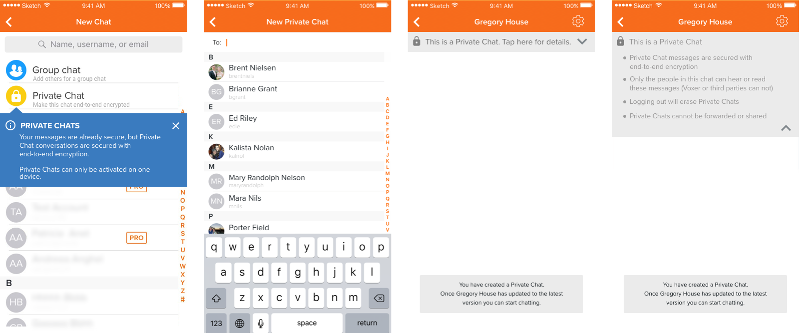 User A [Wilson]&nbsp;sending a Private Chat message to User B [Gregory]