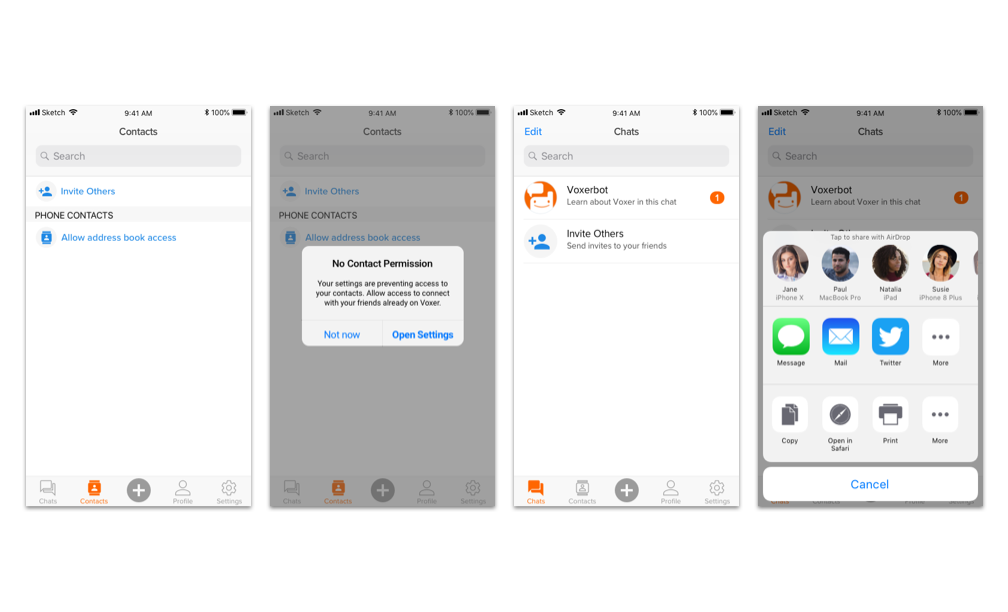 A collection of empty state screens.