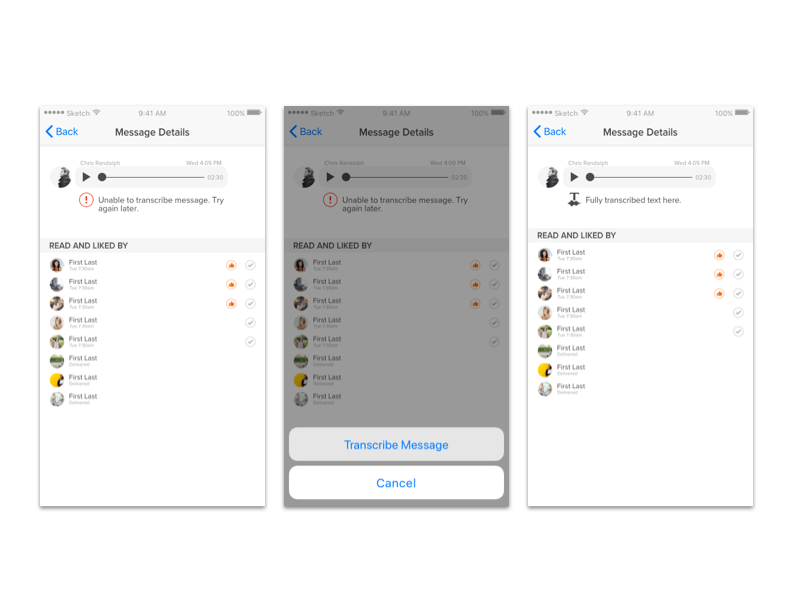 The error states for transcribing a message.