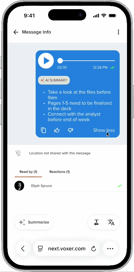 AI Summaries feature — after
