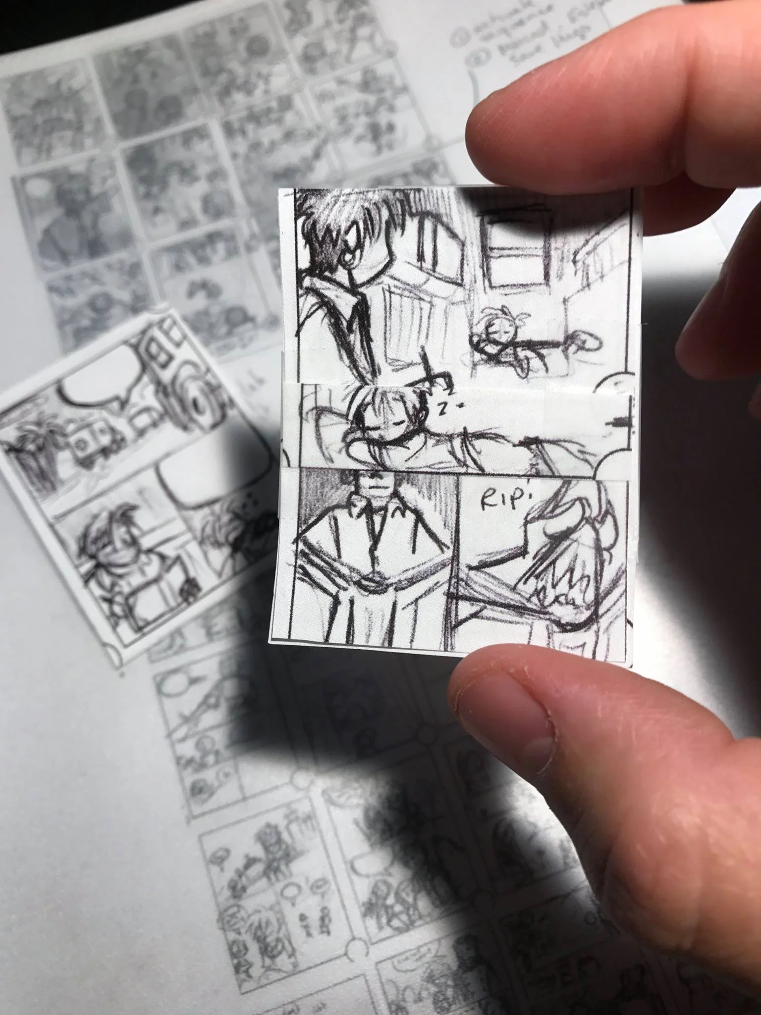 Thumbnail comic layouts by Chris Moujaes.