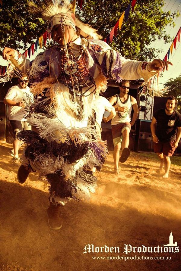 With 25 show dates across the Eastern region, we began our journey in the south and met with community along the way. Our first stop was in Melbourne. Here is a shot of Nalu during our performance at the Swaggerfest 2014 in Wandiligong... sharing Native American grassdance for the first time on Australian soil. 