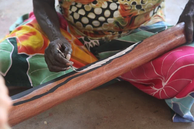 Amala Dopia infusing the energies of Rainbow Serpent and final touches on this magical yidaki. We spent the previous day with hunting the wood and carving. MAGIC!!