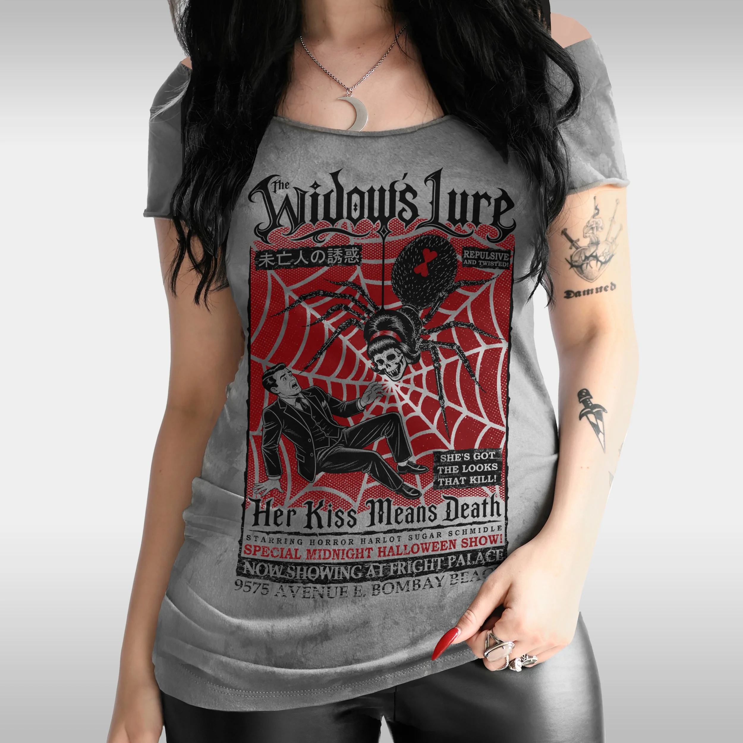 THE WIDOW'S LURE OFF SHOULDER TEE