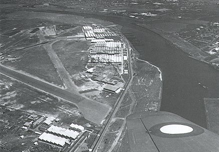 Fishermen's Bend c1946 showing former airstrip and Government Aircraft factory. 