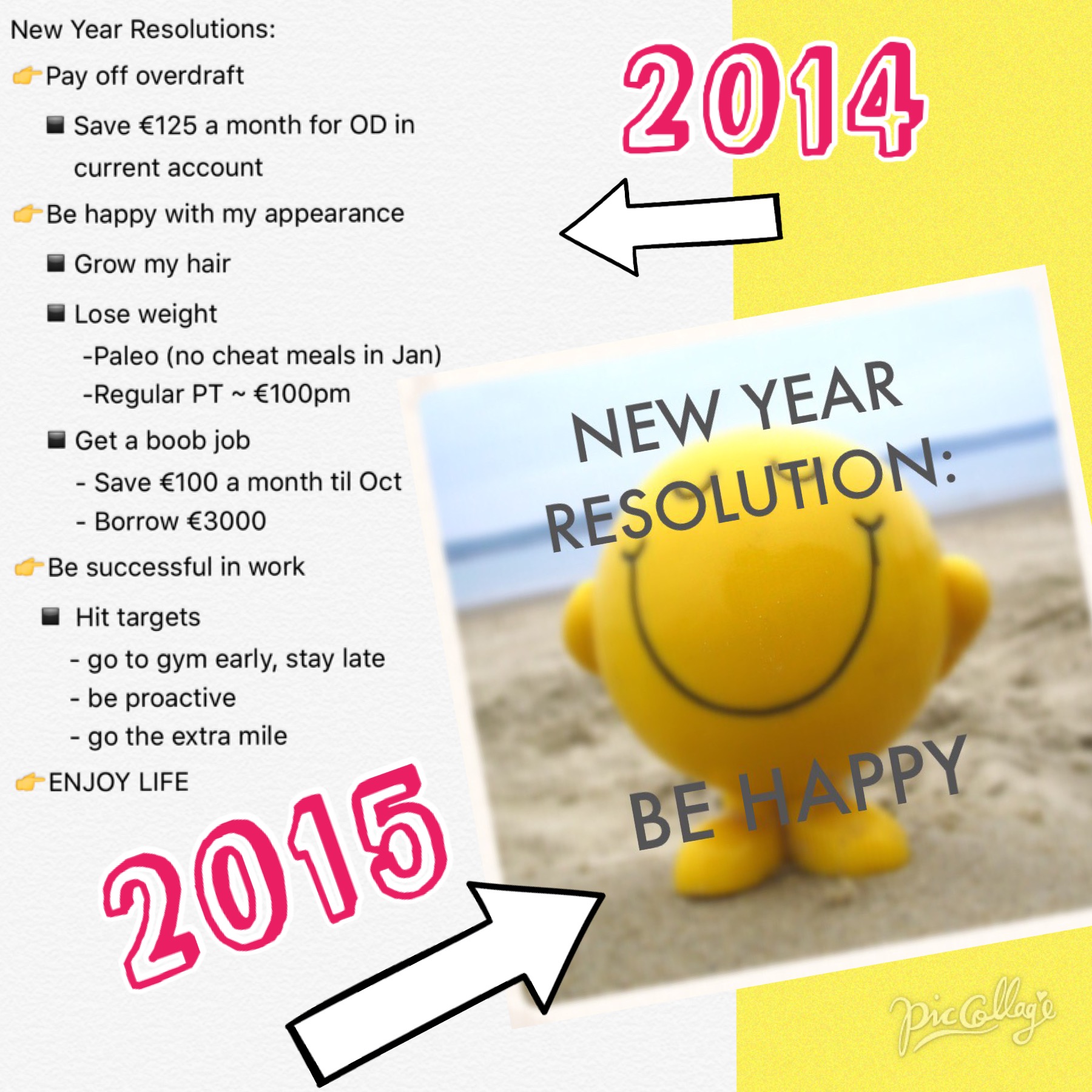 My new years resolutions for 2014 vs 2015 :)