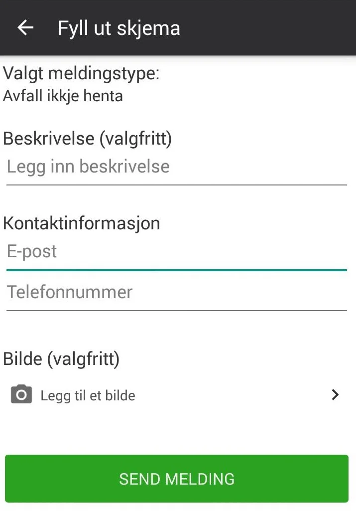 Her sender du melding direkte til SIMAS