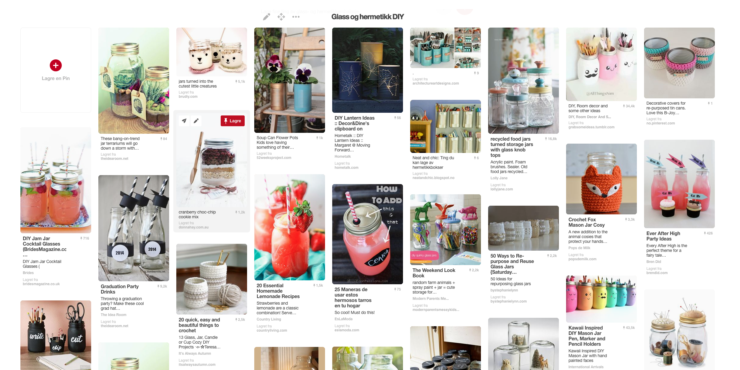 GJER DET SJØLV: På pintrest.com er det sett opp ein samling av spennande ting du kan lage av emballasjen din. Søk opp tavla “Glass og hermetikk DIY”.