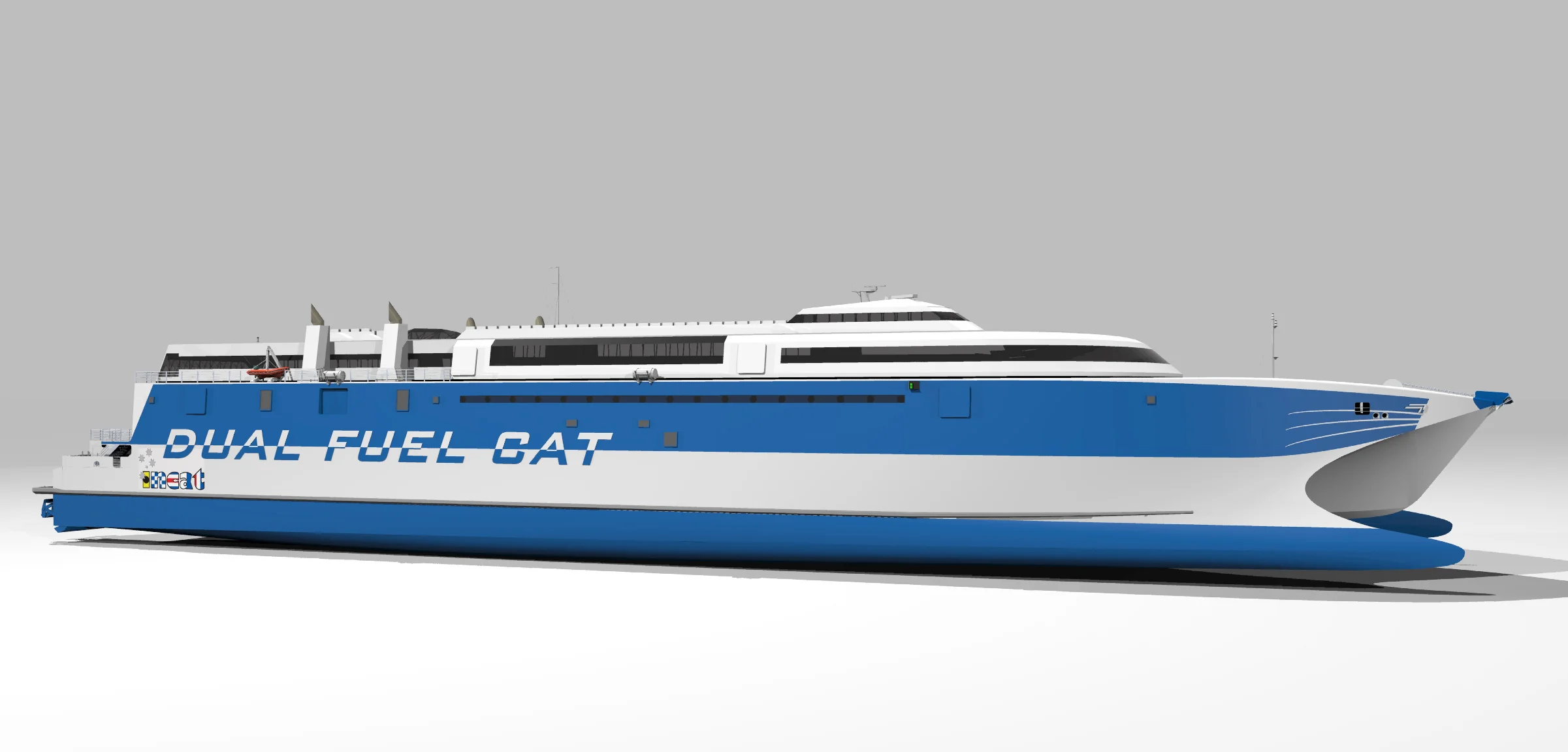   129m   INCAT  Dual Fuel LNG Fast Ferry;  3D modelling and livery design 