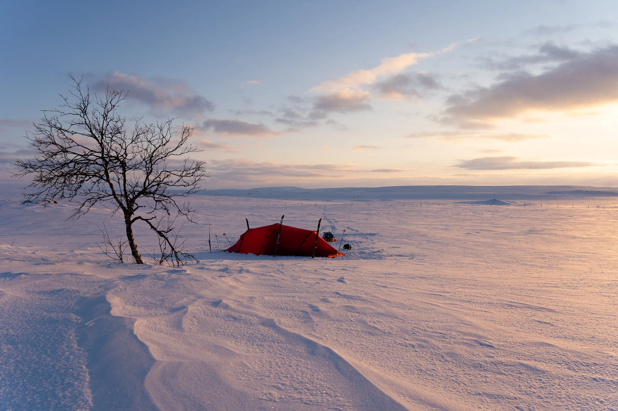 A beautiful and peaceful evening as the sun set over the Finnmark Plateau