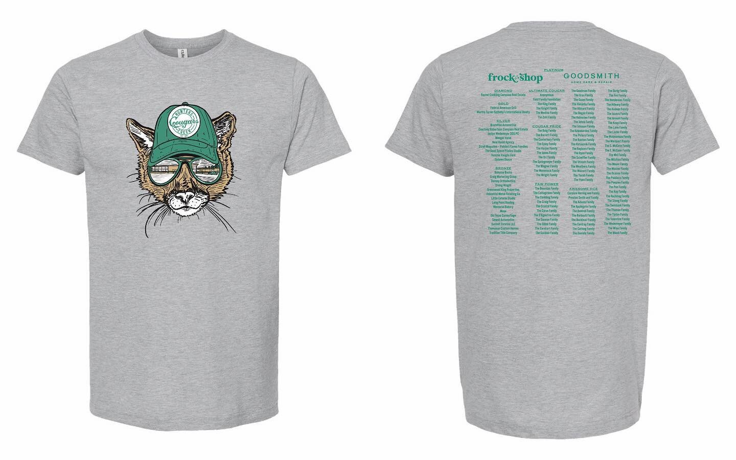 These awesome cougar t-shirts will be given to all 700 HCE students, teachers and staff from the HCE PTA! I love the cougar art by @artxerin - it turned out even better than I imagined 🐾💚🤍
(They&rsquo;ll be ready in about 2 weeks 😉)
@hunterscreek