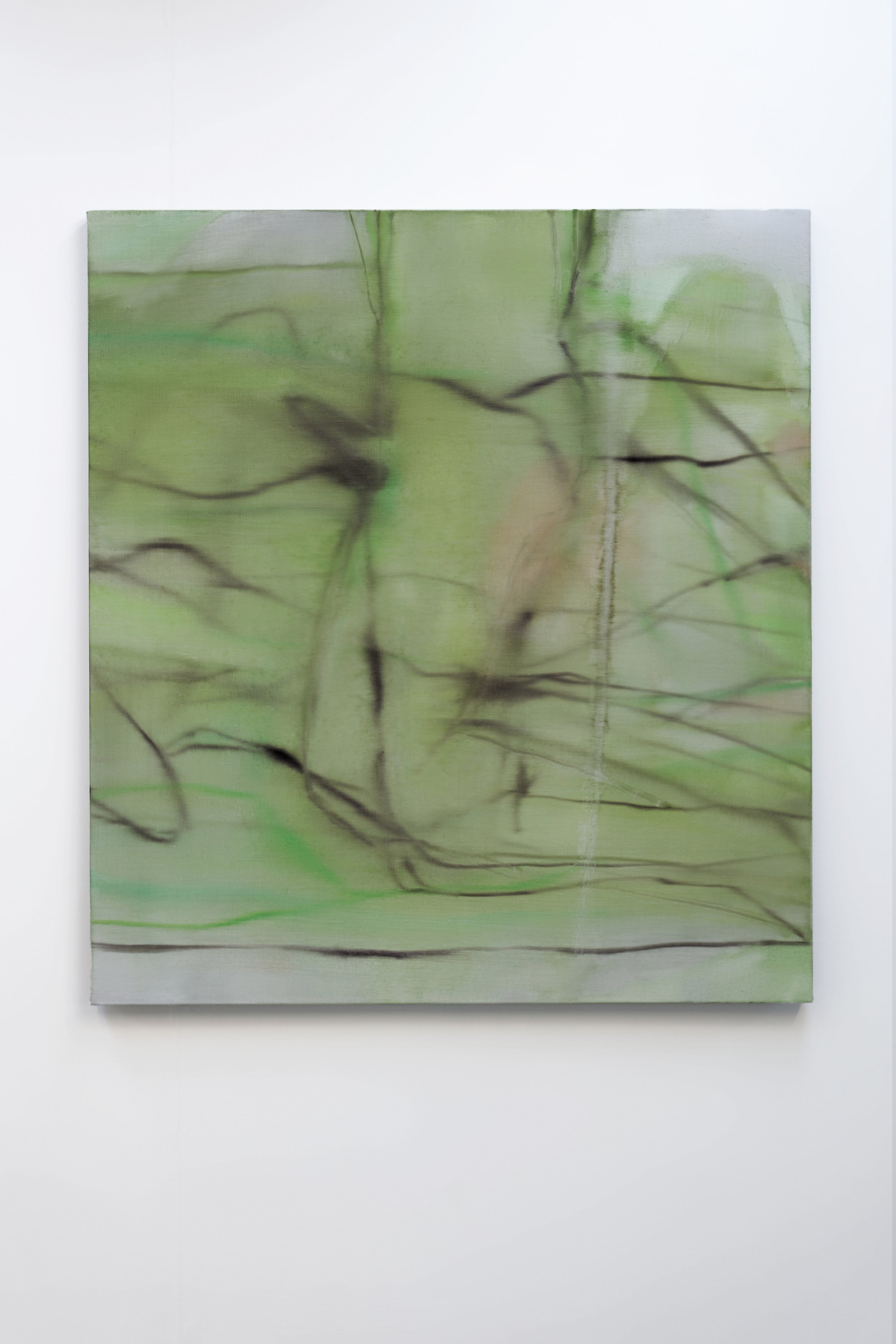  Acid Green Canal, Oil on canvas, 110 x 100 cm, 2023 