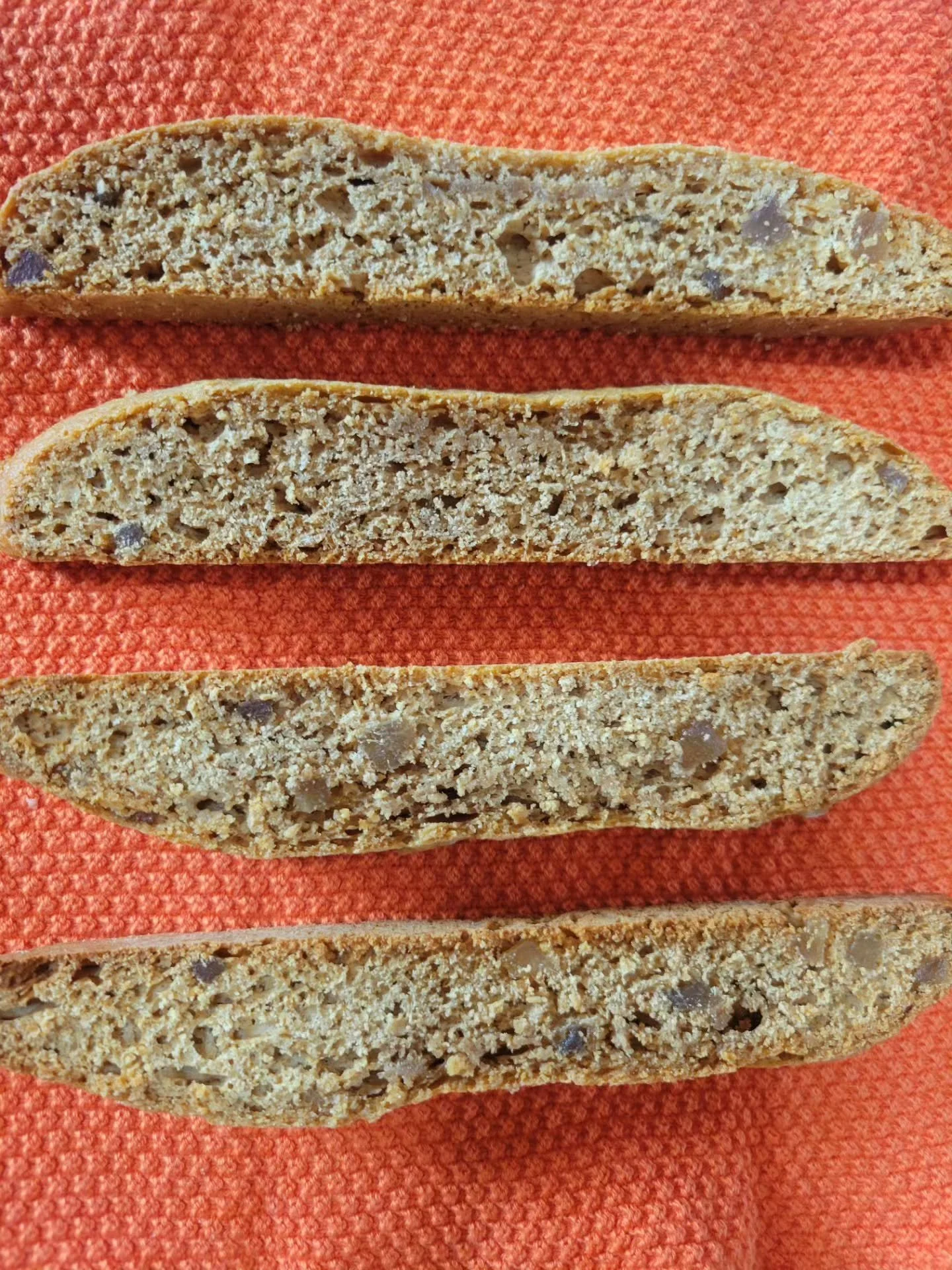 Homemade honey-sweetened Biscotti !!! Currently available at The Honeybee Embassy in two flavors: Spiced Ginger (pictured, with bits of crystallized ginger throughout) and Orange Almond. Goes great with a hot tea ;)