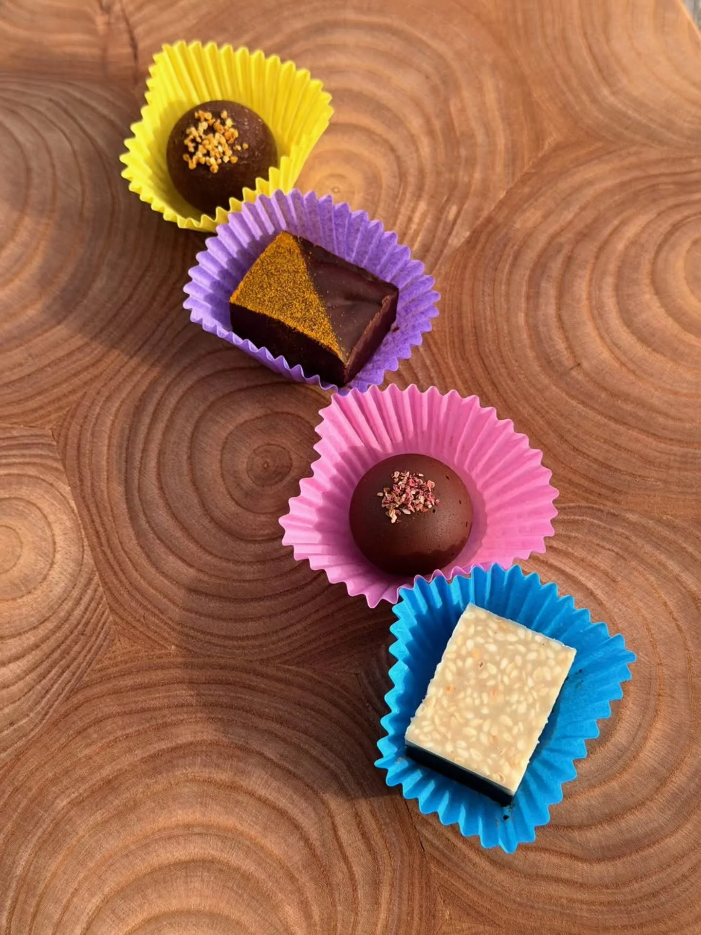 Here's a sneak peek at some of the (100% honey-sweetened) handmade truffles we will be including in a special Valentine's box this year! These and more are also available for purchase individually at our store. Sweet raw honey, rich organic cacao and