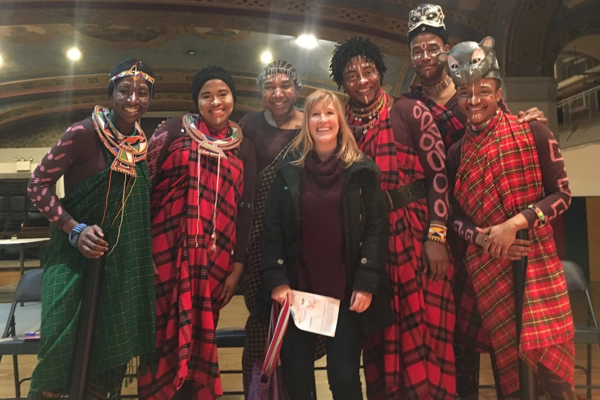 Holly with the cast of Owen & Mzee at Vital Theatre Company.
