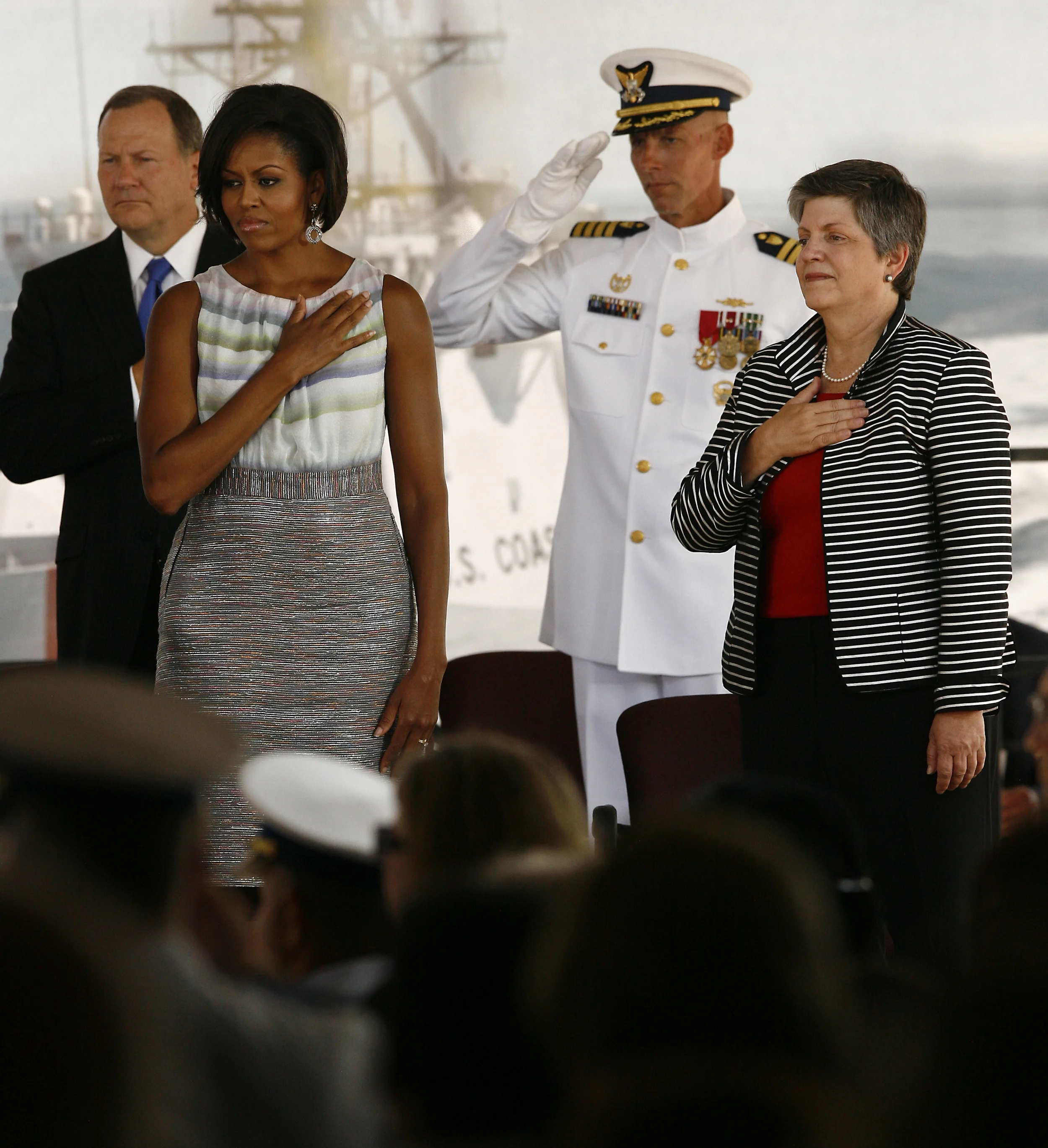 First Lady Michelle Obama, Secretary of Homeland Security Janet Napolitano/ Reuters