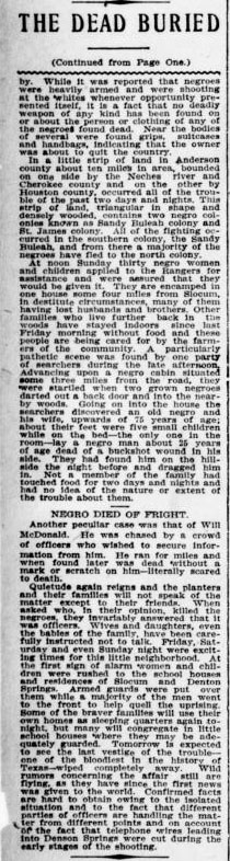  "The Dead Buried"&nbsp;August 1, 1910 (Page 2) (The Houston Post) (University of North Texas Libraries, The Portal to Texas History, Originally from Abilene Library Consortium) 