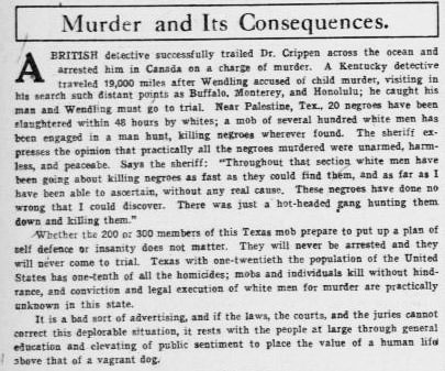  Editorial, "Murder and Its Consequences" August 1, 1910 (Page 6) (The El Paso Herald) (University of North Texas Libraries, The Portal to Texas History) 