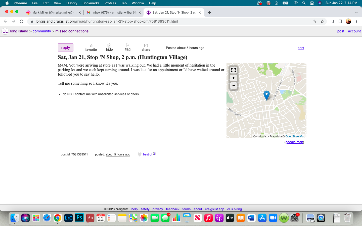 Screenshot of Gene’s Craigslist Ad, 2023