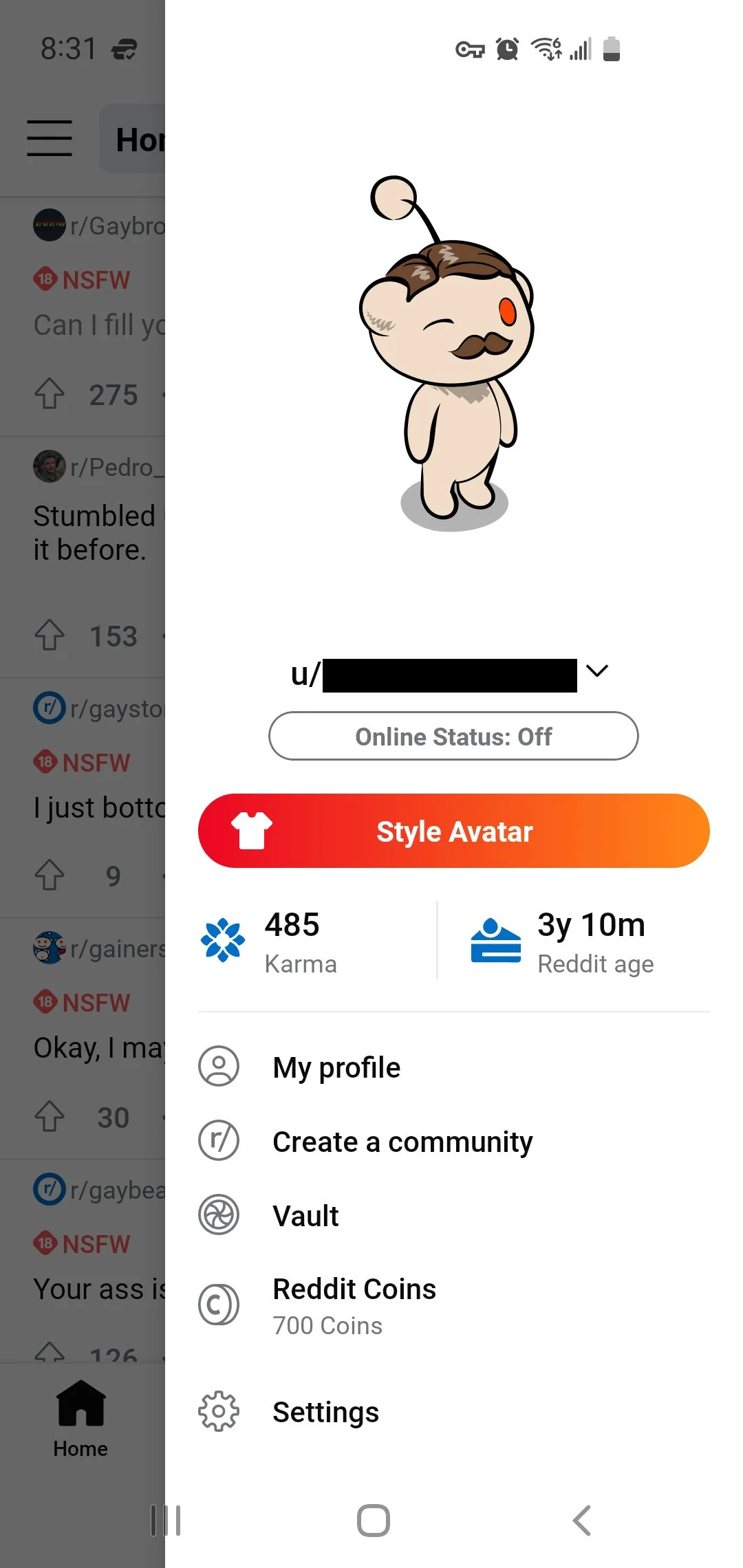 Gene's Screenshot of His Reddit Profile, 2023