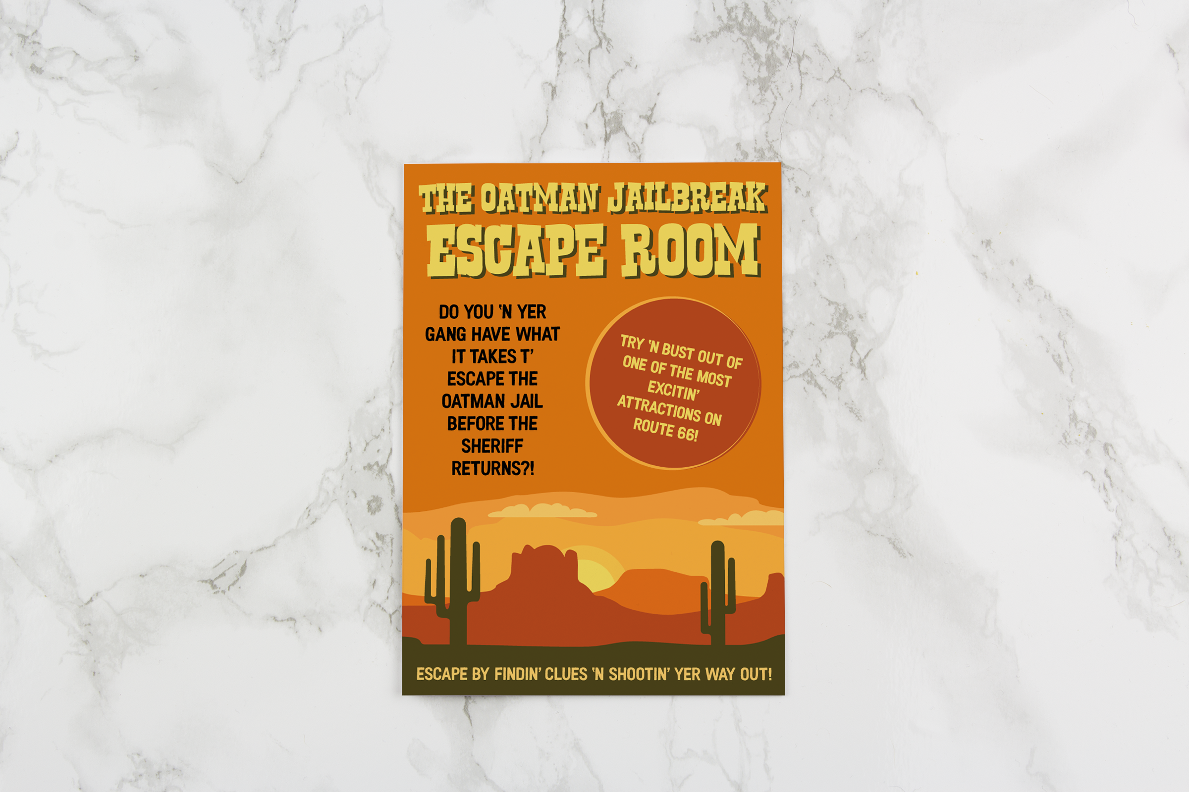 OATMAN JAILBREAK ESCAPE ROOM TABLETOP ADVERTISING
