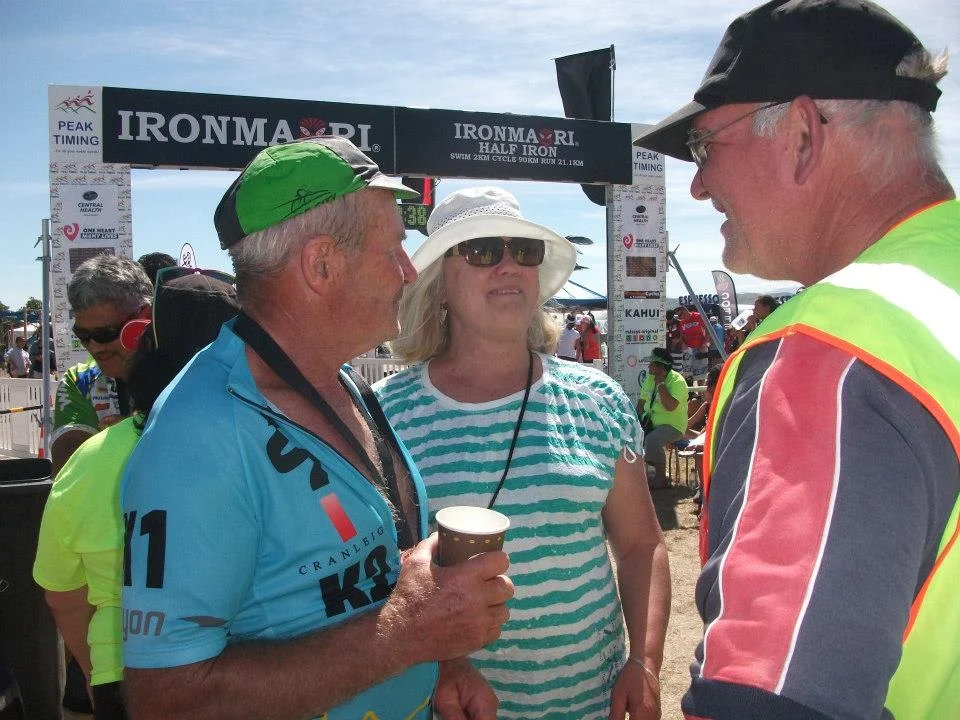 Keith and Rita at the finish line of the IronMaori which Keith recently competed in himself.