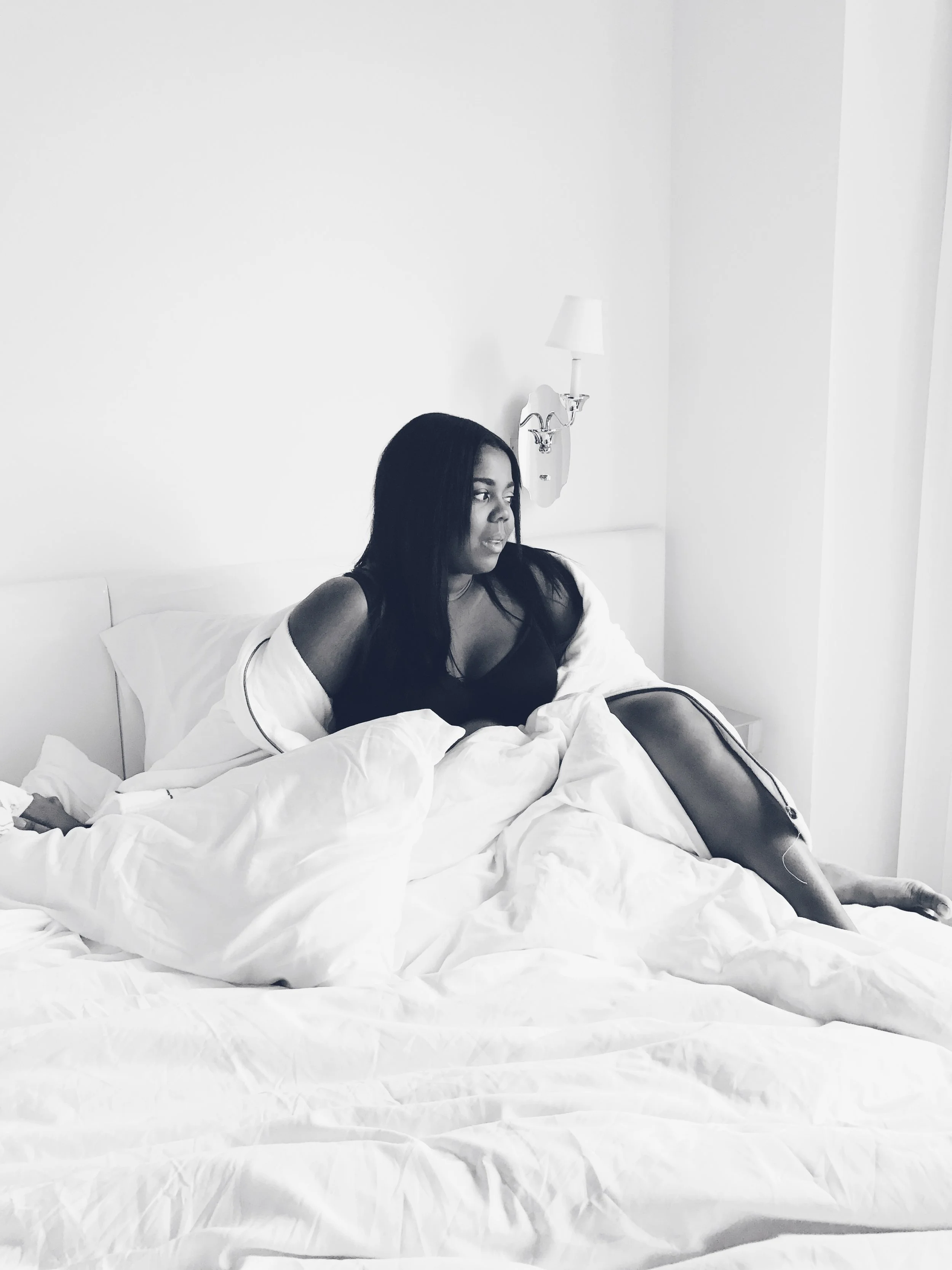 Part of loving myself has been investing in things that make me comfortable enough to run around on a photoshoot baring my own skin. As you look through the photos, you will notice the bra I was wearing. I figured that while we are on the topic of loving the skin we have, I could discuss what I put under my clothes. When it comes to bras I am not big on push up or cleavage etc...for me it is all about support and comfort. I recently came across a brand Olga Intimates, who specialize in plus friendly bras. Basic colors, lace styles and even sexy cuts as well as minimizers. I am a more basic black bra girl and literally wear their brand every single day. The support is amazing and the straps are nice and thick (which goes a long way if your girls always need the extra help). I have linked some of my favorite styles below. They run true to size and are available at an amazing price starting around $45. The bra I have on is the back smoothing Balconette bra, which comes in handy especially when I have fitted tops on. I also own the no side effects contour bra which I use when I have a lower cut top but still want the same support and comfort. Have a look below, and lets all have the confidence to prance around in our bras. :-)