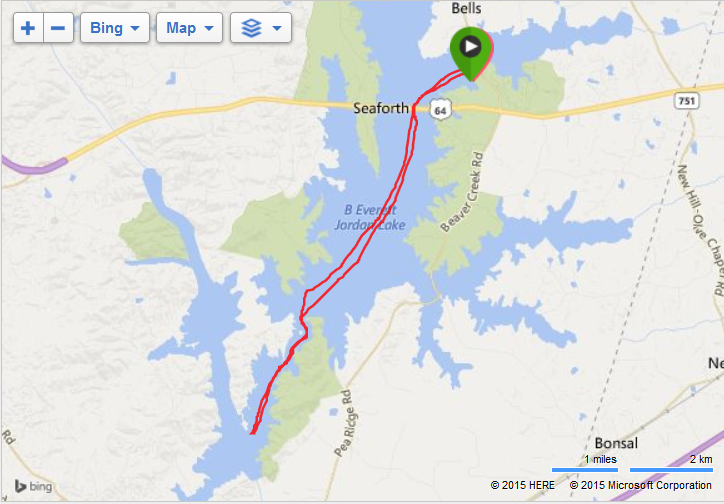 Rowing to the Jordan Lake Dam and back - 22.5 K