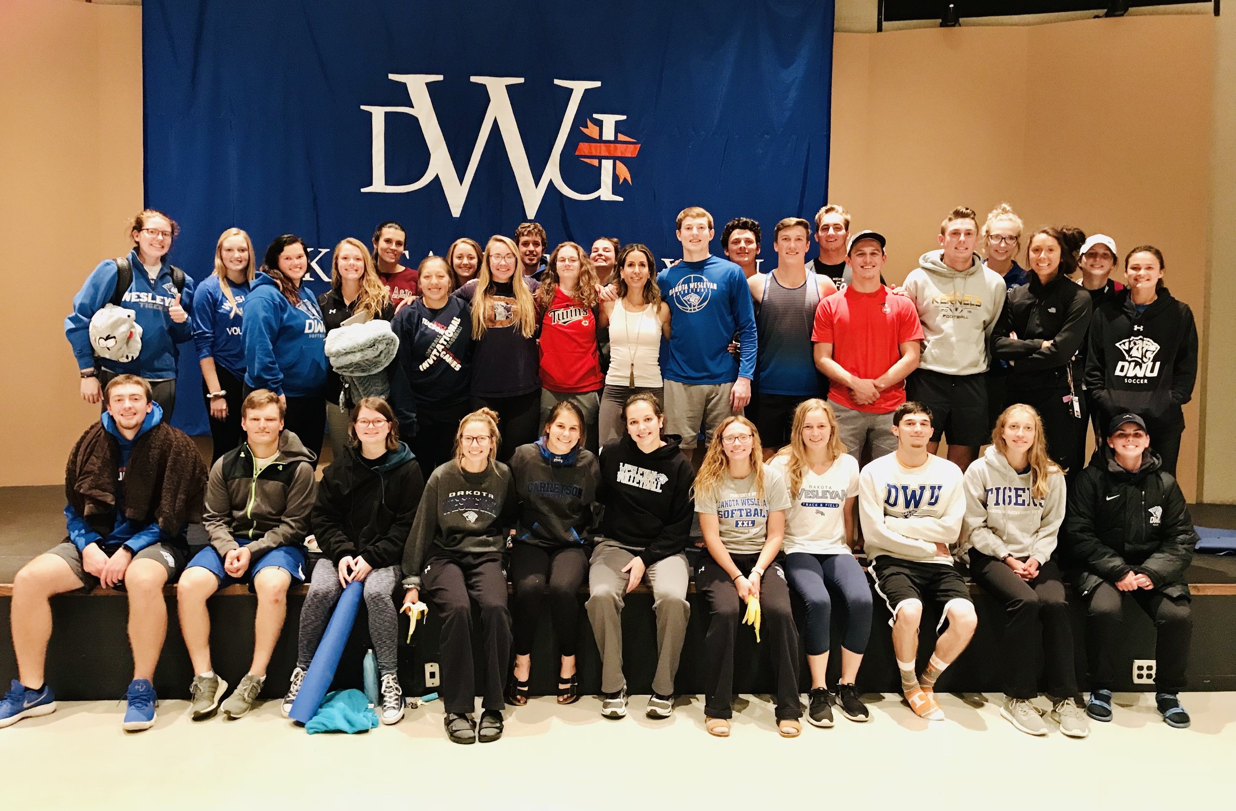 Dakota Wesleyan University students gathered for Goli Gabbay’s wellness program