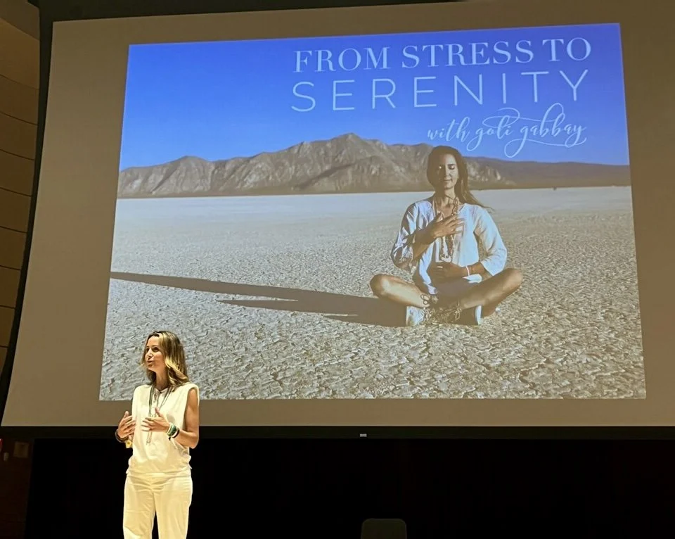 Goli Gabbay delivering her keynote From Stress to Serenity