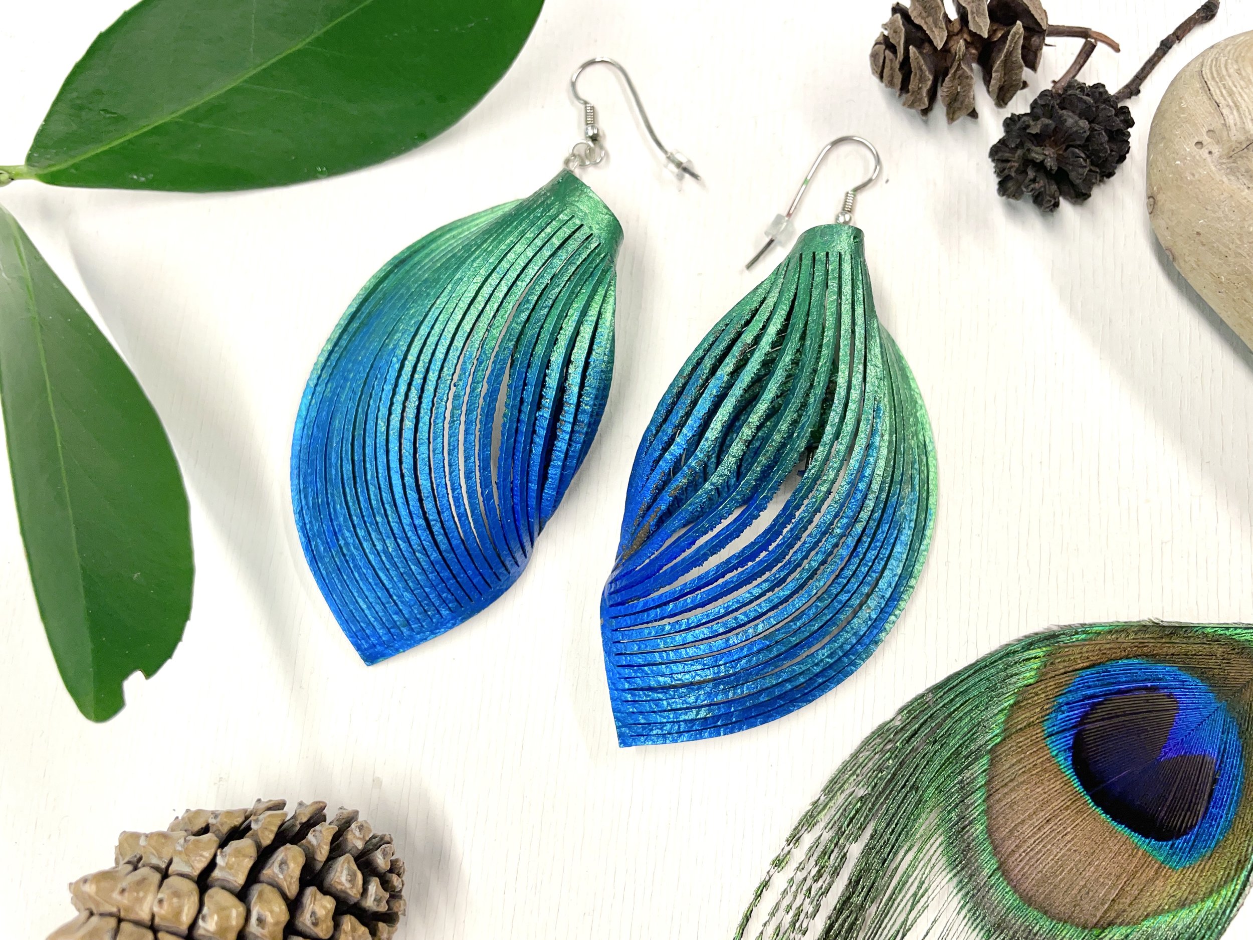 LEPAKKO genuine handmade leather earrings - recycled leather - upcycled leather - twisted leather earrings - repurposed leather