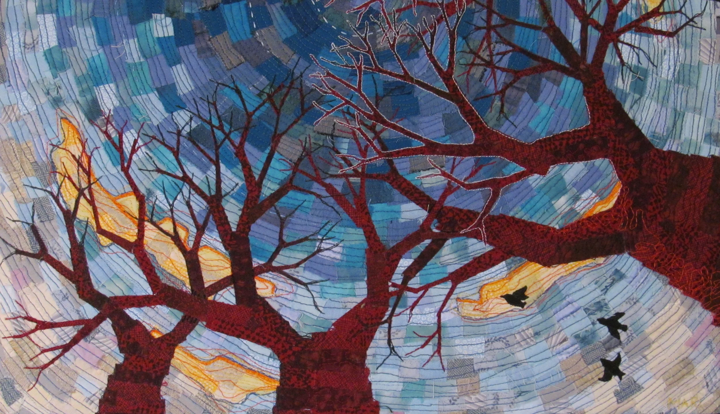Red Oaks with Black Birds 