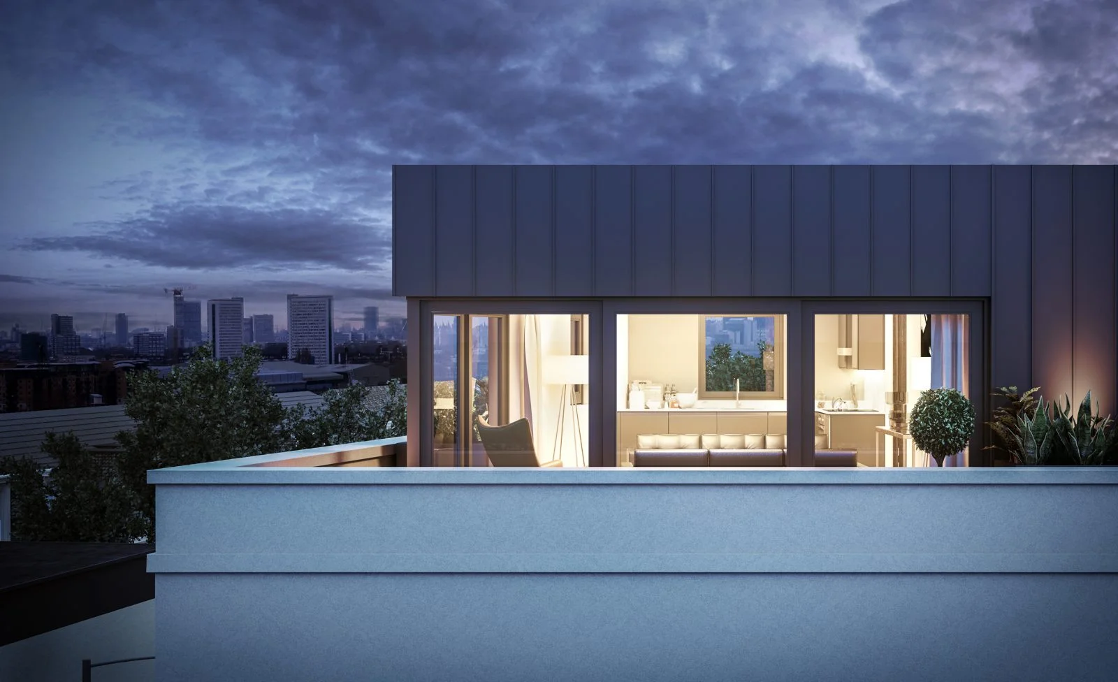 _MARION COURT SW17 London, UK Pre-fabricated Residential | 3,000 sq ft In fabrication 2019 Marion Court is a 1930s, robust 5-storey residential block, located in a site fronting Tooting High Street in London SW17. Our proposal is to re-use its entire rooftop to form 4-penthouses, carefully considering the block's heritage value, the amenity of the neighbouring properties and its attractive panoramic views in all directions. All units are proposed to be fabricated off-site therefore reducing production and installation time to the minimum. These sustainable, pre-fabricated modular homes will be craned-in and installed on an offset structural grid, transferring structural loads onto the existing structure, as well as forming a services and acoustic buffer with the existing building. All four homes comprise two-bedrooms as proposed and are strategically oriented towards unique panoramic views whilst also maximising their exposure to natural light & ventilation.